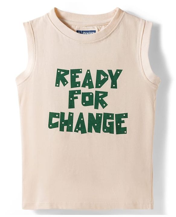 Pine Kids Woven Half Sleeves Abstract Printed Shirt With Inner Tee - Green & Off White