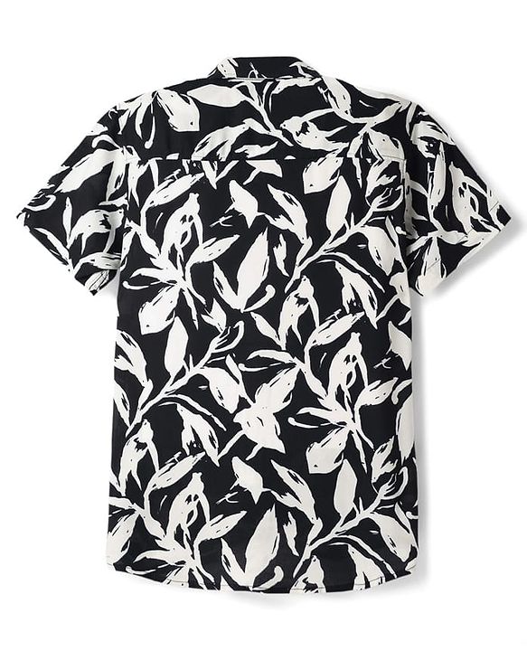 Pine Kids Woven Half Sleeves Shirt With Leaf Print - Multicolor