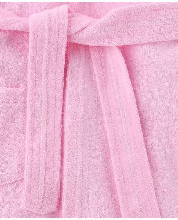 Babyhug Terry Knit Full Sleeves Bath Robe With Hood & Butterfly Embroidery - Pink