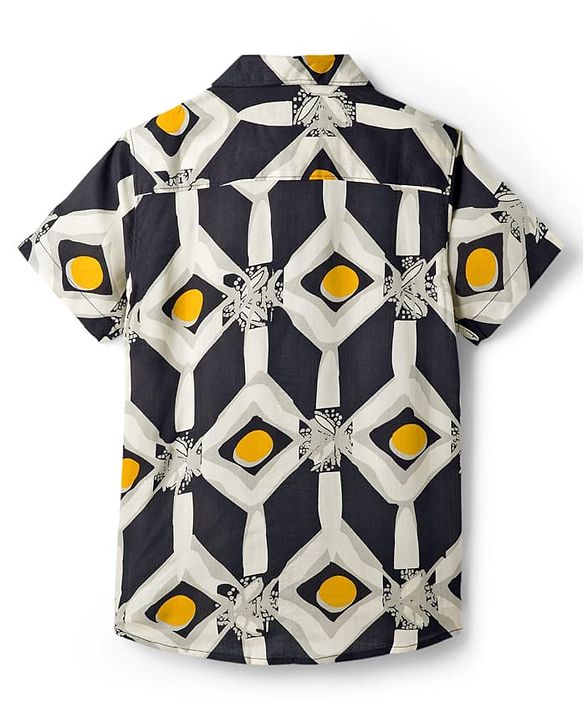 Pine Kids Woven Half Sleeves Shirt With Leaf Print - Multicolor