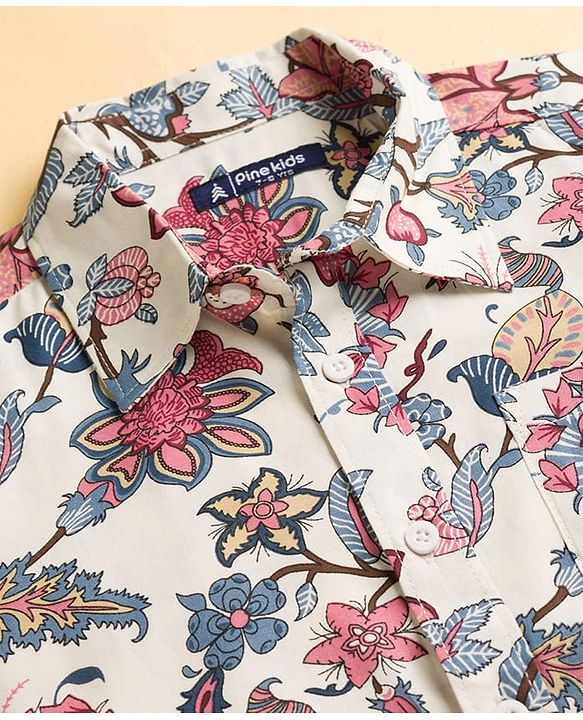 Pine Kids 4-5Y Boys Multicolor Floral Print Half Sleeves Woven Shirt