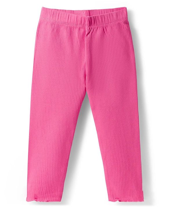 Babyhug Single Jersey Knit Full Sleeves Top & Leggings Set With Bow & Heart Print - Pink