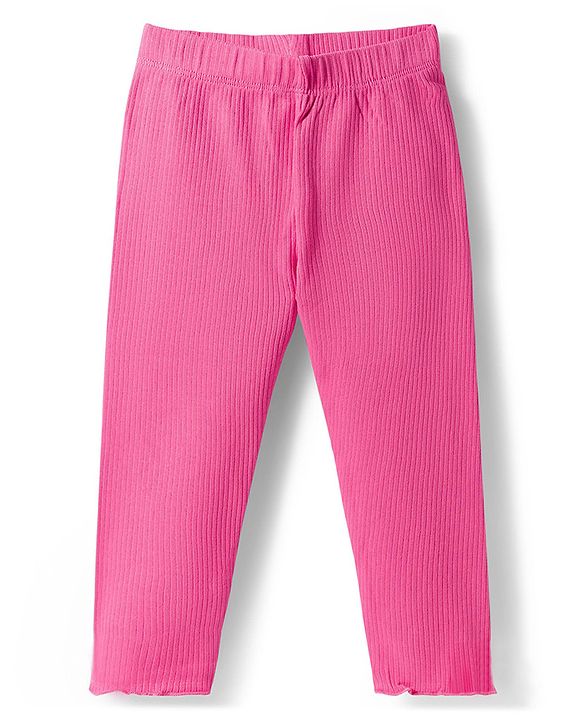 Babyhug Single Jersey Knit Full Sleeves Top & Leggings Set With Bow & Heart Print - Pink