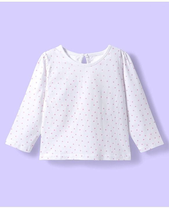 Babyhug 100% Cotton Woven Frock With Polka Dots Printed Inner Tee - Violet