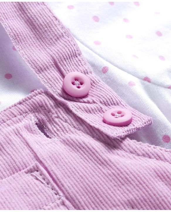 Babyhug 100% Cotton Woven Frock With Polka Dots Printed Inner Tee - Violet