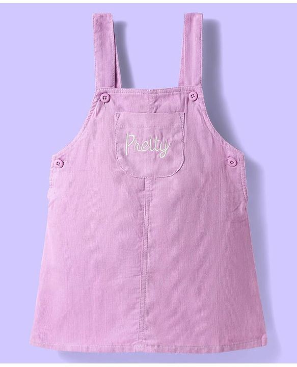 Babyhug 100% Cotton Woven Frock With Polka Dots Printed Inner Tee - Violet