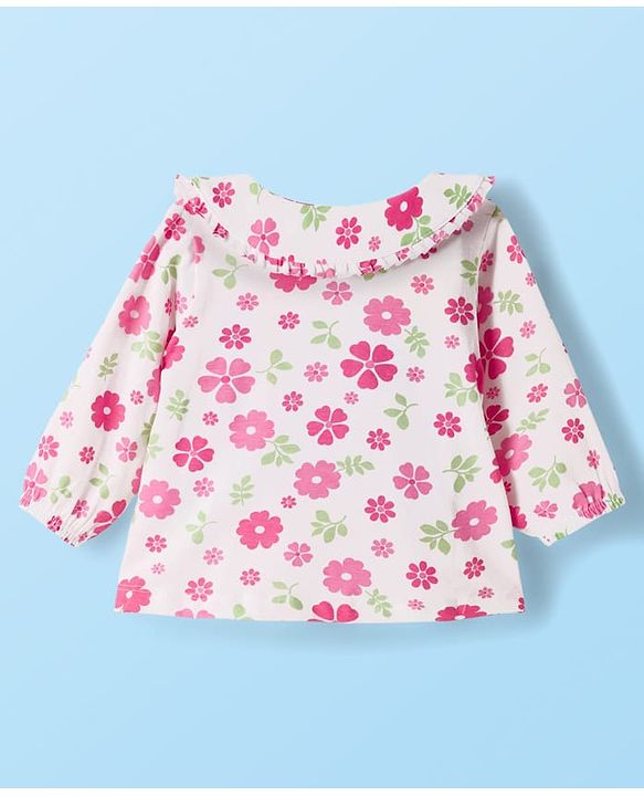 Babyhug Single Jersey Knit Full Sleeves Top & Leggings Set With Floral Print - Multicolor
