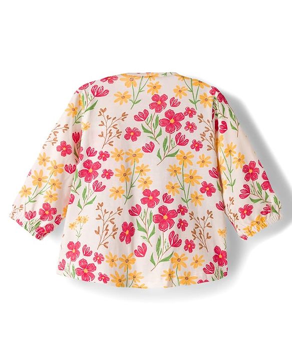 Babyhug Single Jersey Knit Full Sleeves Top & Leggings Set With Floral Print - Multicolor
