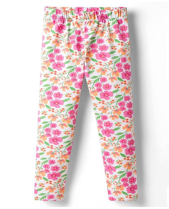 Babyhug Single Jersey Knit Full Sleeves Top & Leggings Set With Floral Print - Pink