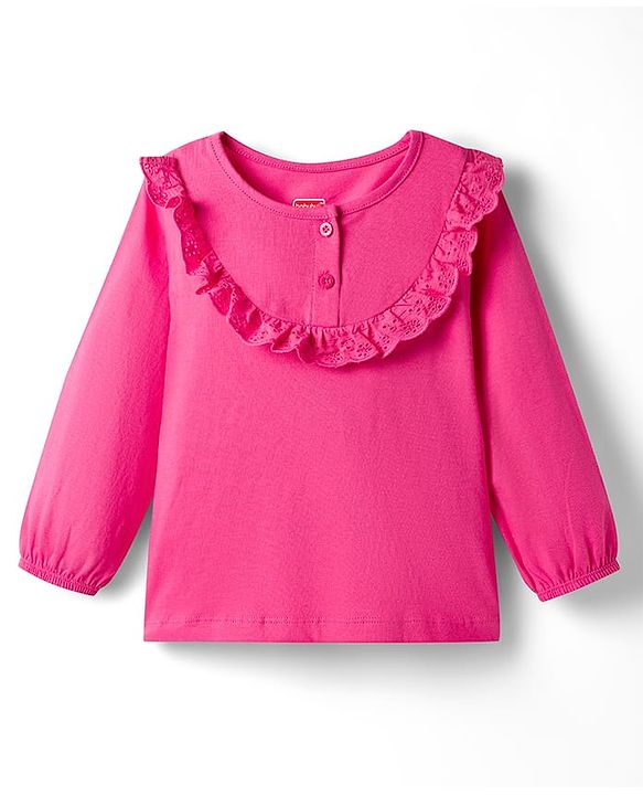 Babyhug Single Jersey Knit Full Sleeves Top & Leggings Set With Floral Print - Pink