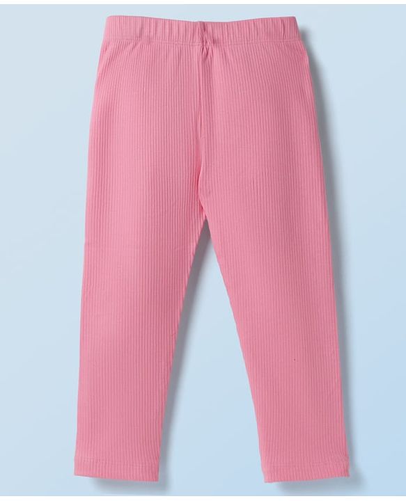 Babyhug Single Jersey Knit Full Sleeves Striped Top & Leggings Set with Butterfly Embroidery - Pink & Blue