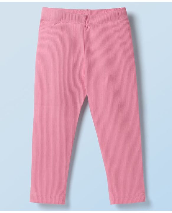 Babyhug Single Jersey Knit Full Sleeves Striped Top & Leggings Set with Butterfly Embroidery - Pink & Blue