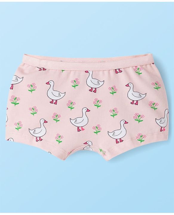 Babyhug Cotton Lycra Knit Hipster With Floral Print Pack Of 3 - White Peach & Light Green