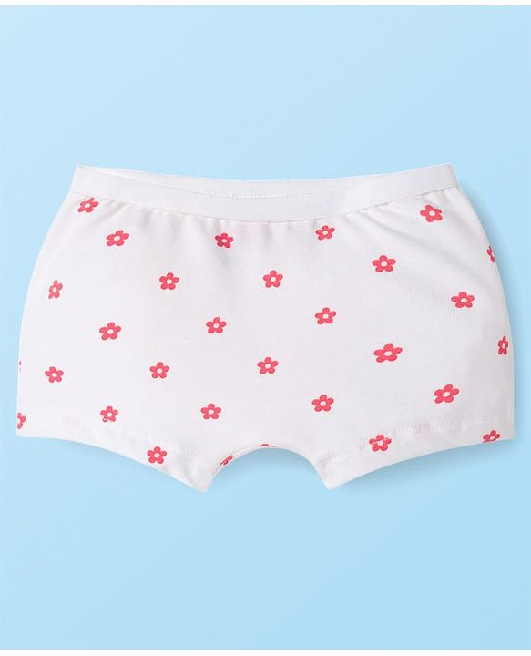 Babyhug Cotton Lycra Knit Hipster With Floral Print Pack Of 3 - White Peach & Light Green