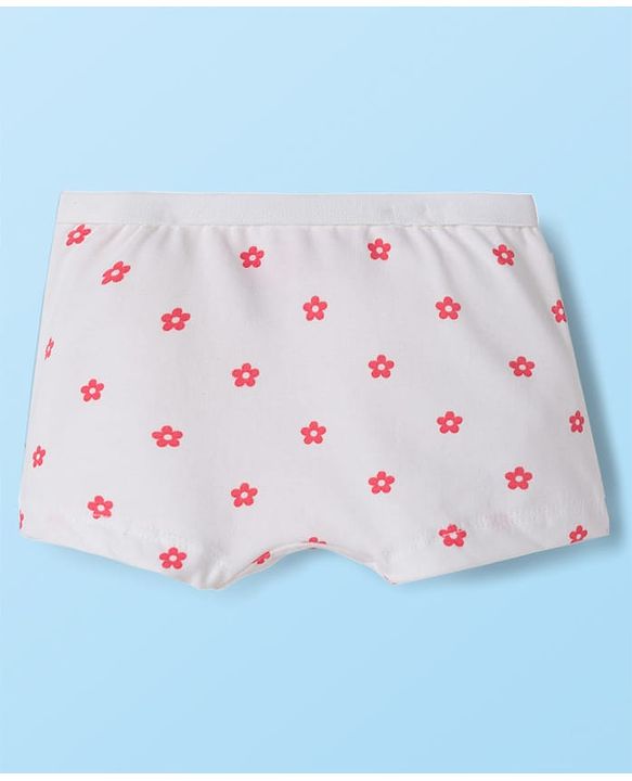 Babyhug Cotton Lycra Knit Hipster With Floral Print Pack Of 3 - White Peach & Light Green