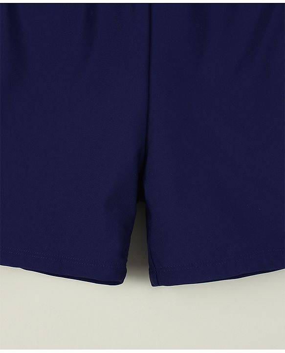 Pine Kids Abstract Printed Swimming Trunk With Cap - Navy Blue