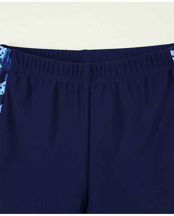 Pine Kids Abstract Printed Swimming Trunk With Cap - Navy Blue