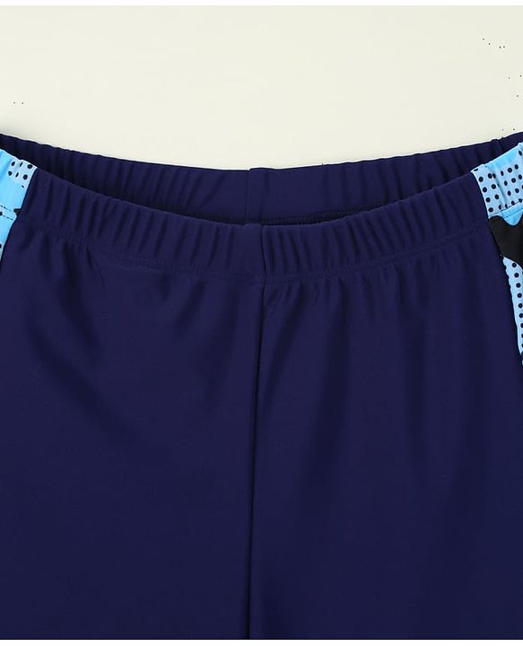 Pine Kids Abstract Printed Swimming Trunk With Cap - Navy Blue