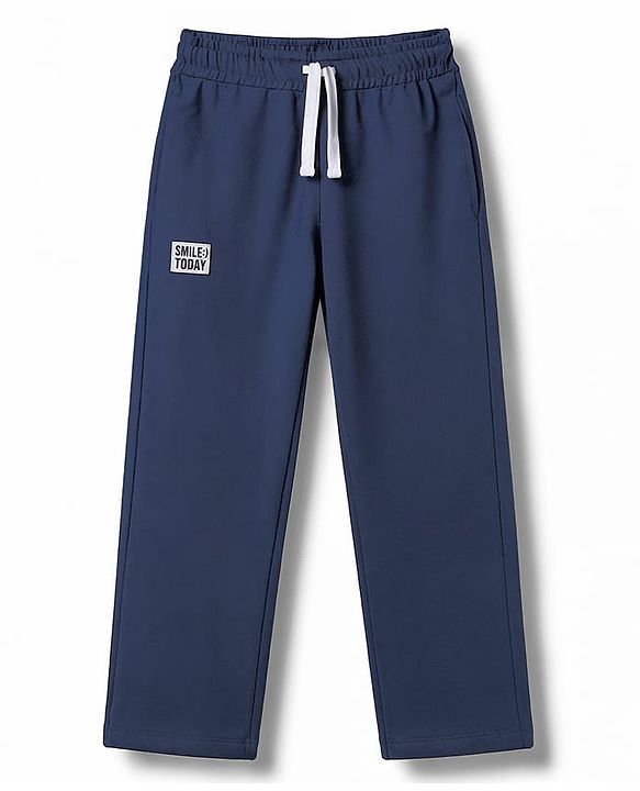Pine Kids Cotton Knit Half Sleeves Cut & Sew T-Shirt & Lounge Pant Set with Patch Detailing - Navy Blue & Gold