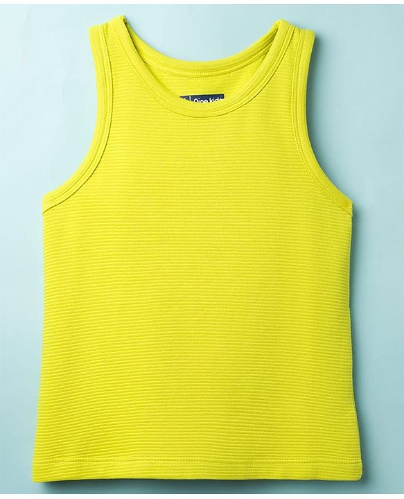Pine Kids Cotton Knit Sleeveless Solid Top & Shorts Set - Light Green