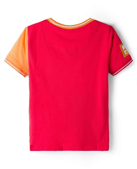 Babyhug Disney Single Jersey Knit Half Sleeves Cut & Sew T-Shirt with Mickey Mouse Graphic - Multicolor