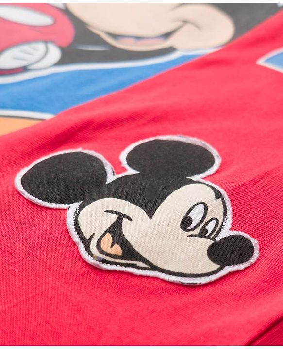 Babyhug Disney Single Jersey Knit Half Sleeves Cut & Sew T-Shirt with Mickey Mouse Graphic - Multicolor