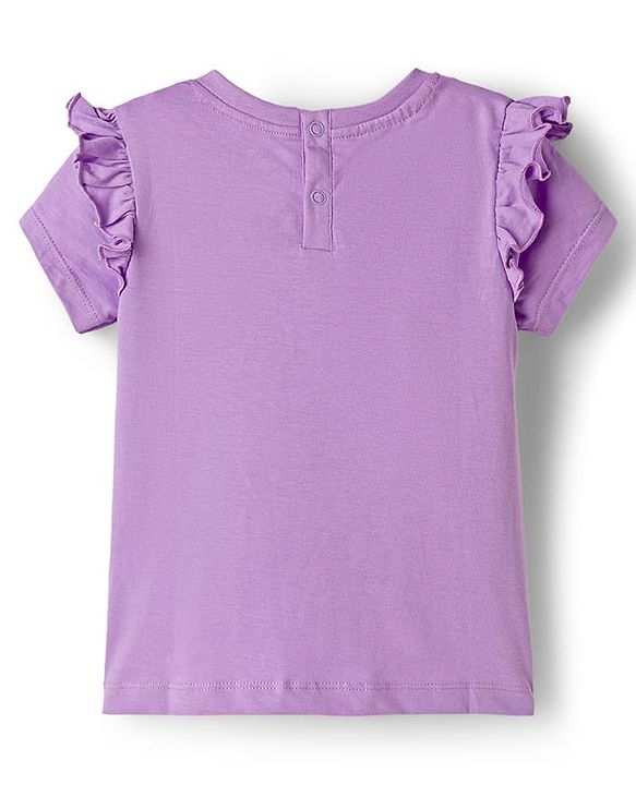 Babyhug Disney 100% Cotton Half Sleeves T-Shirt With Minnie Mouse Graphic - Lavender