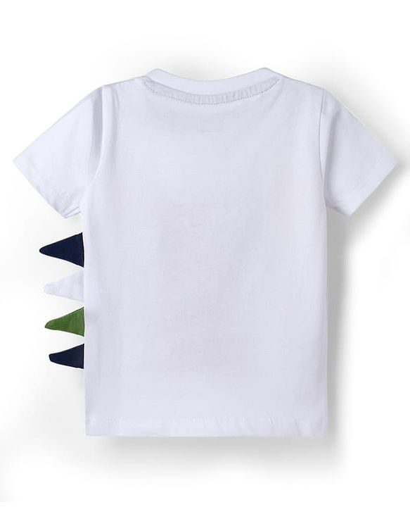 Babyhug 100% Cotton Knit Half Sleeves Dino Printed T-Shirt & Shorts Set - White & Green