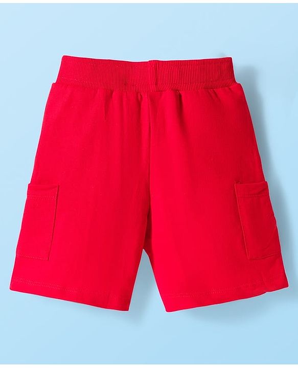 Babyhug Single Jersey Knit Half Sleeves Striped Polo T-Shirt & Shorts Set - Red