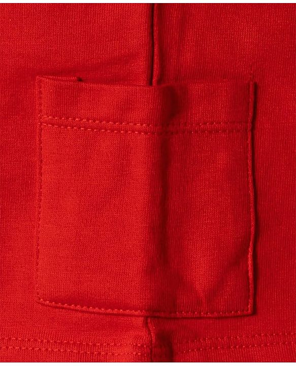 Babyhug Single Jersey Knit Half Sleeves Striped Polo T-Shirt & Shorts Set - Red