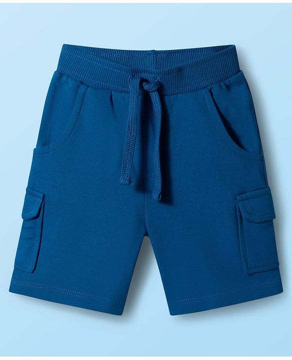 Babyhug Single Jersey Knit Half Sleeves Striped Shirt & Shorts Set - Blue
