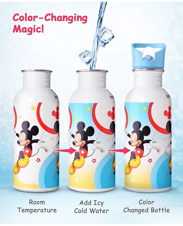 Babyhug Disney Frozen Theme Stainless Steel Color Changing Magic Bottle Multicolor - 600ml| Leak Resistant| BPA Free| Rust Proof| Food Grade 304 SS| Soft Silicone Spout
