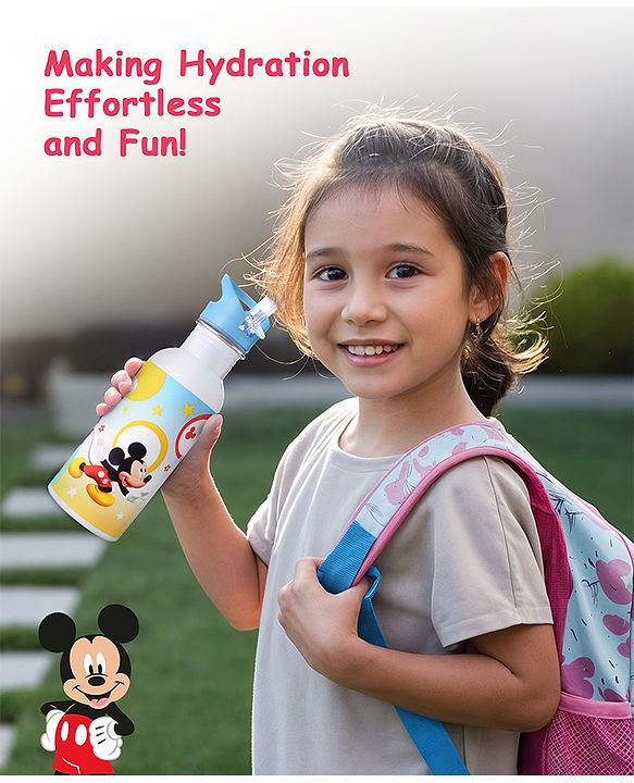 Babyhug Disney Frozen Theme Stainless Steel Color Changing Magic Bottle Multicolor - 600ml| Leak Resistant| BPA Free| Rust Proof| Food Grade 304 SS| Soft Silicone Spout