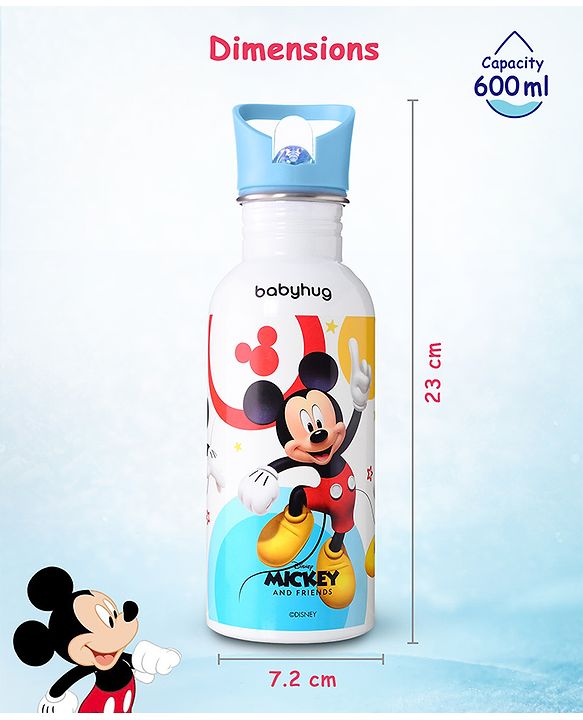 Babyhug Disney Frozen Theme Stainless Steel Color Changing Magic Bottle Multicolor - 600ml| Leak Resistant| BPA Free| Rust Proof| Food Grade 304 SS| Soft Silicone Spout
