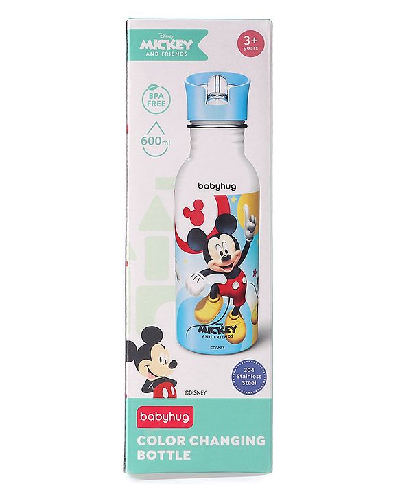 Babyhug Disney Frozen Theme Stainless Steel Color Changing Magic Bottle Multicolor - 600ml| Leak Resistant| BPA Free| Rust Proof| Food Grade 304 SS| Soft Silicone Spout