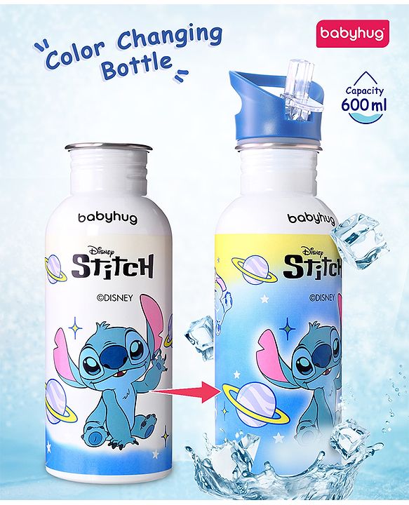 Babyhug Disney Frozen Theme Stainless Steel Color Changing Magic Bottle Multicolor - 600ml| Leak Resistant| BPA Free| Rust Proof| Food Grade 304 SS| Soft Silicone Spout