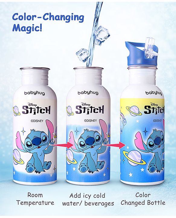 Babyhug Disney Frozen Theme Stainless Steel Color Changing Magic Bottle Multicolor - 600ml| Leak Resistant| BPA Free| Rust Proof| Food Grade 304 SS| Soft Silicone Spout