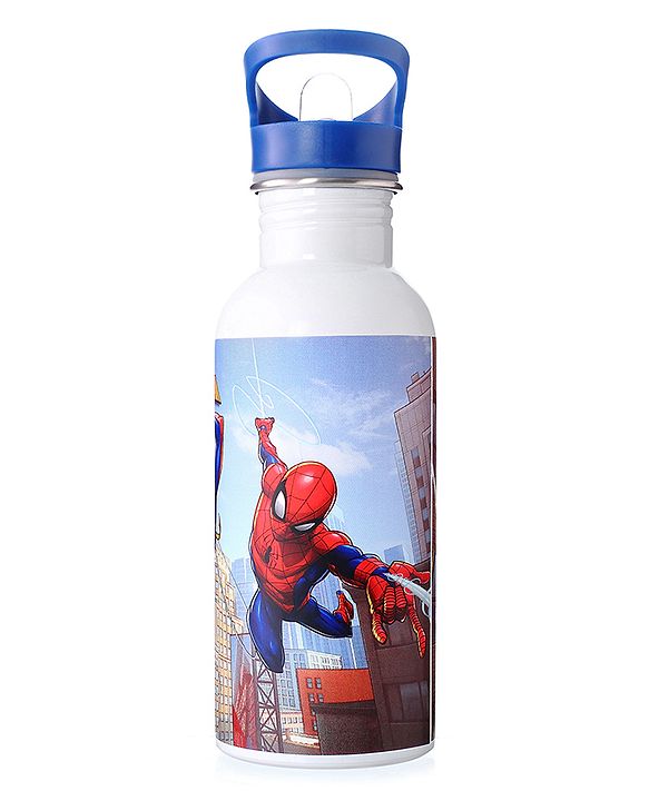 Babyhug Marvel SpiderMan Theme Stainless Steel Color Changing Magic Bottle Multicolor - 600ml| Leak Resistant| BPA Free| Rust Proof| Food Grade 304 SS| Soft Silicone Spout