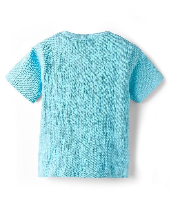Babyhug 100% Cotton Knit Half Sleeves Fox Embroidered T-Shirt With Short Set - Light Blue