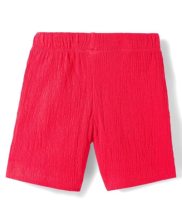 Babyhug Single Jersey Knit Half Sleeves T-Shirt & Shorts Set with Bear Patch Detailing - Red