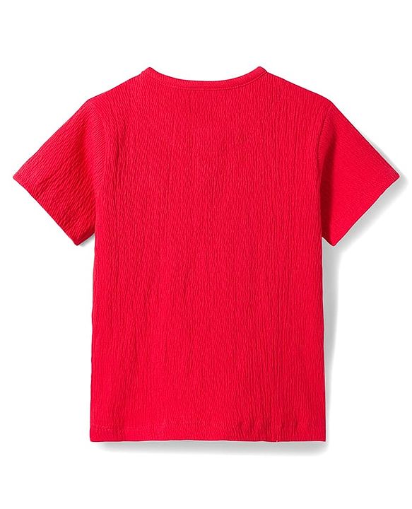 Babyhug Single Jersey Knit Half Sleeves T-Shirt & Shorts Set with Bear Patch Detailing - Red