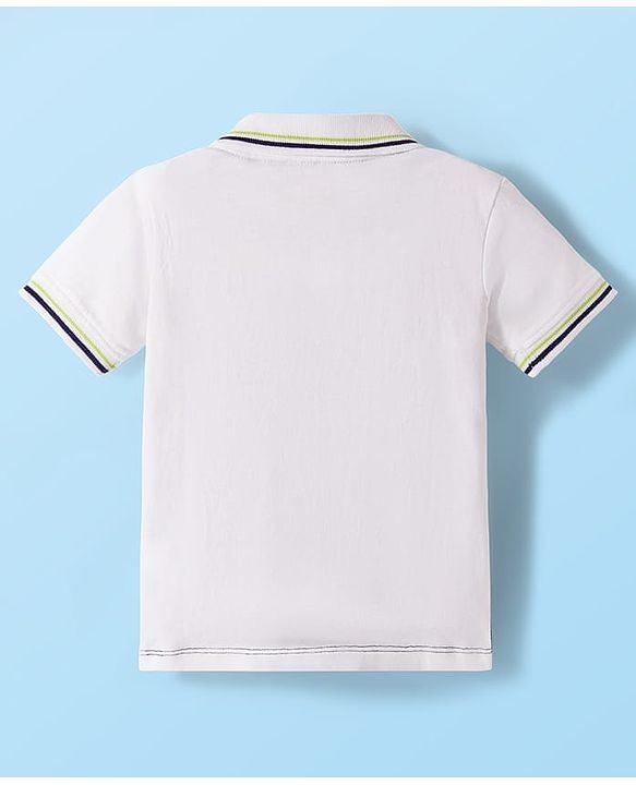 Babyhug Single Jersey Knit Half Sleeves Cut & Sew Polo T-Shirt & Lounge Pant Set with Smiley Print - Navy Blue