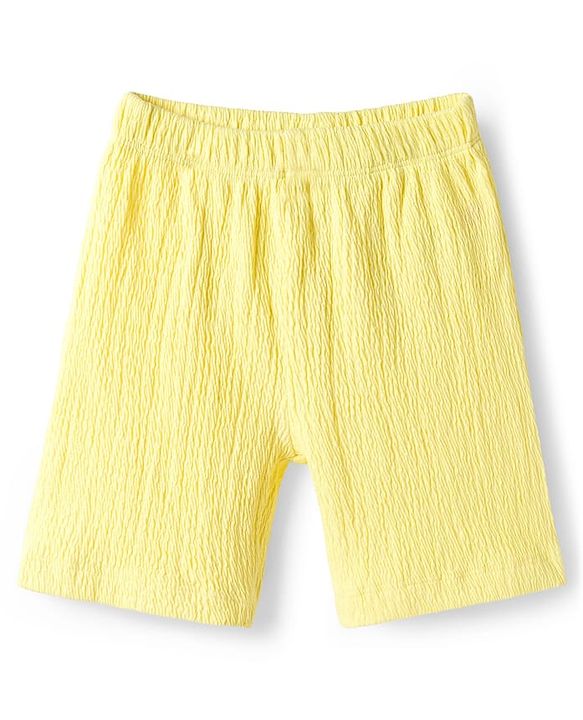Babyhug Single Jersey Knit Half Sleeves T-Shirt & Shorts Set with Bear Patch Detailing - Yellow