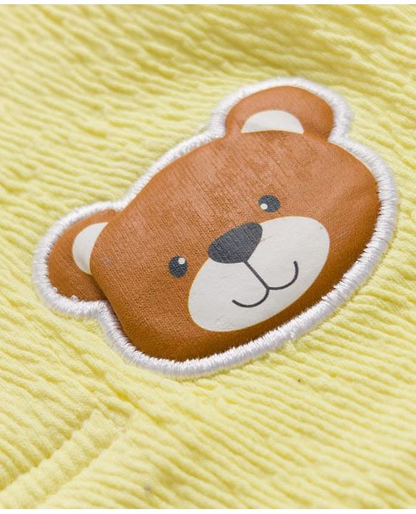 Babyhug Single Jersey Knit Half Sleeves T-Shirt & Shorts Set with Bear Patch Detailing - Yellow