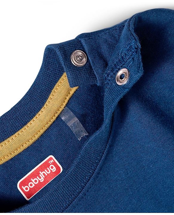 Babyhug Single Jersey Knit Half Sleeves T-Shirt & Woven Shorts Set With Animal Print - Blue & Beige