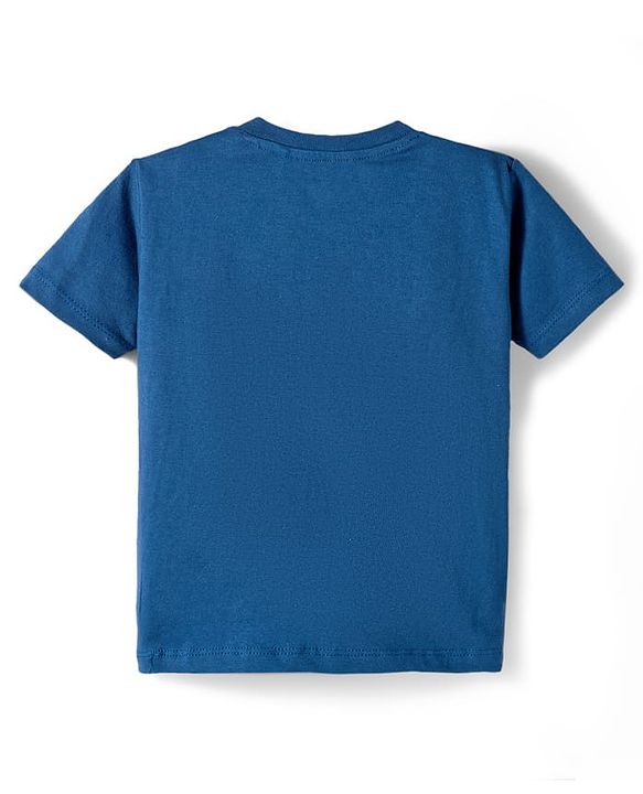 Babyhug Single Jersey Knit Half Sleeves T-Shirt & Woven Shorts Set With Animal Print - Blue & Beige