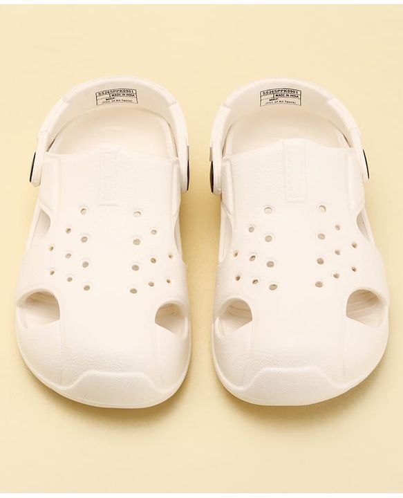 Pine Kids Back Strap Solid Clogs - OffWhite
