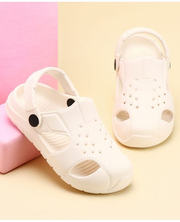 Pine Kids Back Strap Solid Clogs - OffWhite