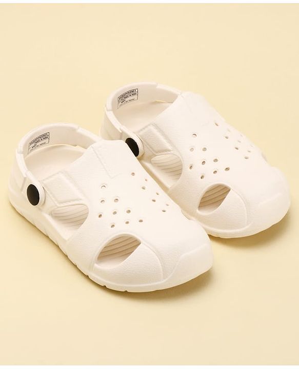 Pine Kids Back Strap Solid Clogs - OffWhite