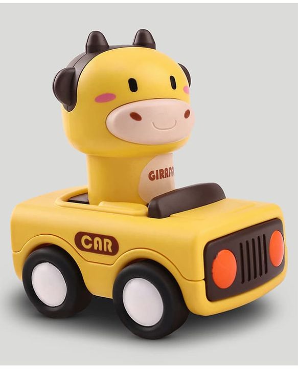 Babyhug Press & Go Giraffe and Cow Characters Cars for Toddlers| Animal Mini Racing Car for Early Learning|Fun Toy for 3+ Years Kids |BIS Certified| Pack of 2| Imaginative Play| Toddler Gifting Option